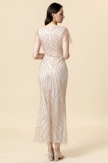 Gaine V Col Léger Khaki Robe de mère de la mariée avec perles